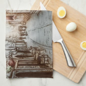 Straat van Parijs, Frankrijk - Pastorale  kunst Theedoek (Quarter Fold)