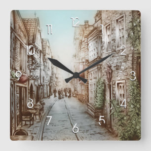 Straat van Parijs, Frankrijk - Pastorale  kunst Vierkante Klok