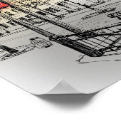 Straat van Parijs met handgetekende, gekleurde ink Poster (Hoek)