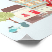 Straat van Parijs - winkelen en lopen van de hond Poster (Hoek)