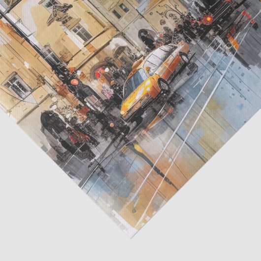 Straat waterverf Praag Tissuepapier (Detail)