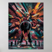 Straatartiest met Spray Cans Poster (Voorkant)