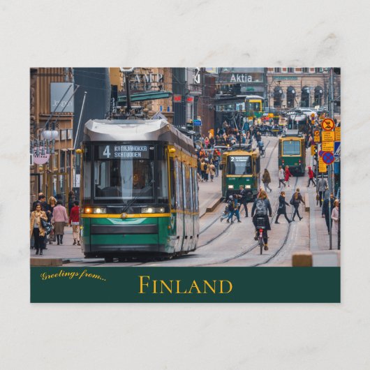 Straatauto's in Aleksanterinkatu Helsinki Finland Briefkaart (Voorkant)
