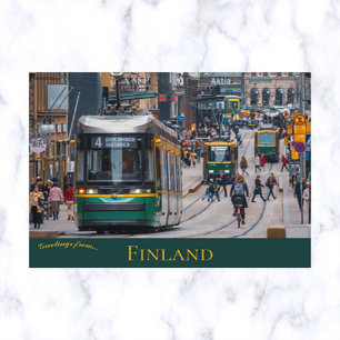 Straatauto's in Aleksanterinkatu Helsinki Finland Briefkaart