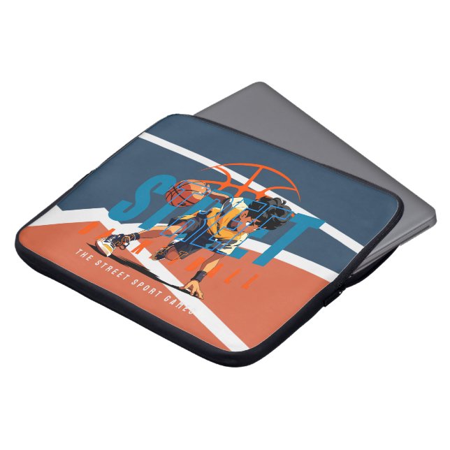 Straatbasketbal | 15" (33,02cm) laptop sleeve (Voorkant top)