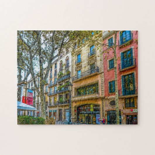 Straatbeeld in Barcelona. Legpuzzel (Horizontaal)