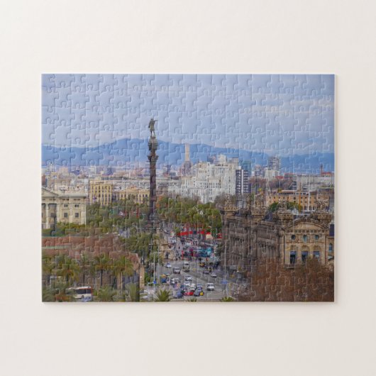 Straatbeeld in Barcelona. Legpuzzel (Horizontaal)