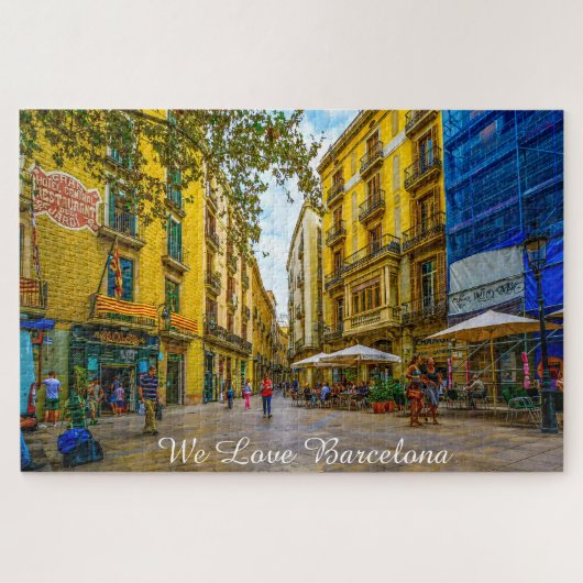 Straatbeeld in Barcelona. Legpuzzel (Horizontaal)
