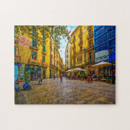 Straatbeeld in Barcelona. Legpuzzel