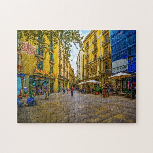 Straatbeeld in Barcelona. Legpuzzel (Horizontaal)
