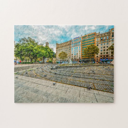 Straatbeeld in Barcelona. Legpuzzel (Horizontaal)
