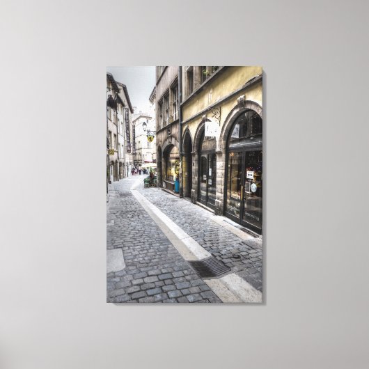Straatbeeld in oude stad, Frankrijk Canvas Afdruk (Voorkant)