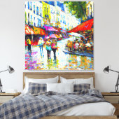 Straatbeeld in Parijs Canvas Afdruk (Insitu (Slaapkamer))