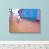 Straatbeeld in Trinidad, Cuba Canvas Afdruk (Insitu (Houten vloer))