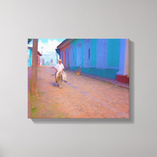 Straatbeeld in Trinidad, Cuba Canvas Afdruk (Voorkant)