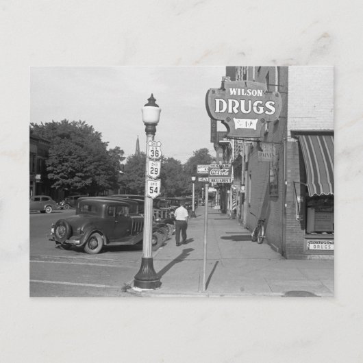Straatbeeld Urbana, Ohio, 1938 Briefkaart (Voorkant)