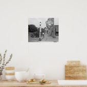 Straatbeeld Urbana, Ohio, 1938. Oude foto Poster (Keuken)