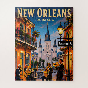 🎷 Straatbeelden van de Franse wijk in New Orleans Legpuzzel
