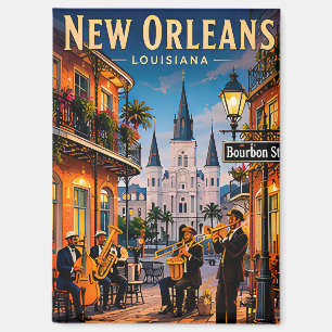 🎷 Straatbeelden van de Franse wijk in New Orleans Magneet