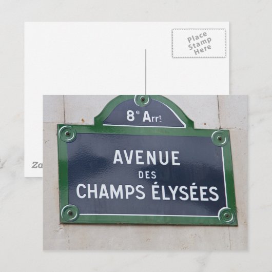 Straatbord in Parijs Briefkaart (Voorkant / Achterkant)