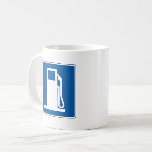 Straatbord van het gasstation koffiemok (Voorkant links)