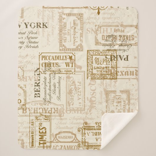  straatborden naadloos in douane-co sherpa deken (Voorkant)