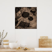 straatcafé abstract poster (Keuken)