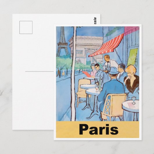 Straatcafé in Parijs Briefkaart (Voorkant / Achterkant)