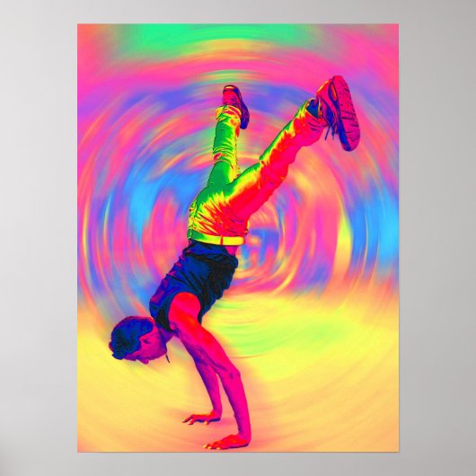 Straatdansen, regenboog, Radiaal Poster (Voorkant)