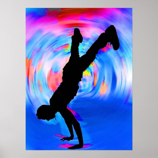 Straatdansen, Silhouette, Blues/Reds/Pink Shades Poster (Voorkant)