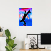 Straatdansen, Silhouette, Blues/Reds/Pink Shades Poster (Thuiskantoor)