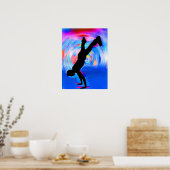 Straatdansen, Silhouette, Blues/Reds/Pink Shades Poster (Keuken)