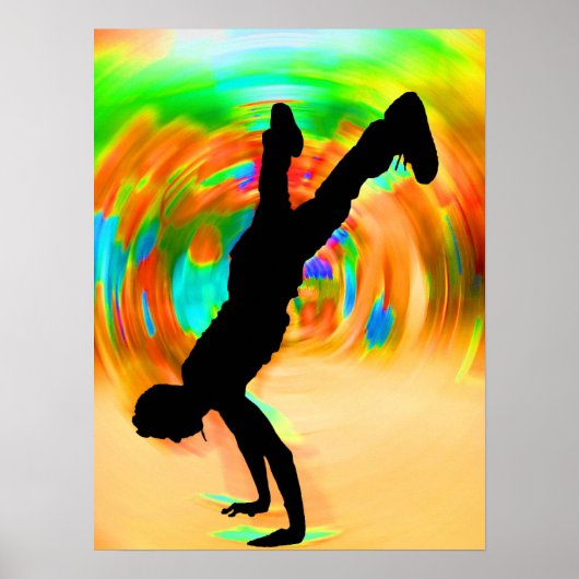 Straatdansen, Silhouette, Green/Oranje/Yellows Poster (Voorkant)