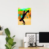 Straatdansen, Silhouette, Green/Oranje/Yellows Poster (Thuiskantoor)