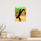 Straatdansen, Silhouette, Green/Oranje/Yellows Poster (Keuken)