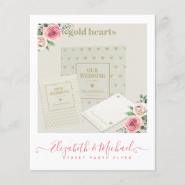 Straatfeest Stijl Trouwontwerp Eigen Flyer Roze