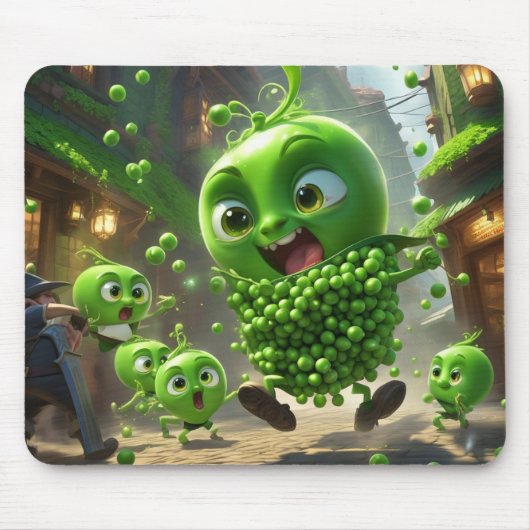 Straatgevechten groene erwten fantasie muismat (Voorkant)