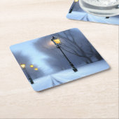 Straatgloeilampen in Winter Wonderland Kartonnen Onderzetters (Schuin)