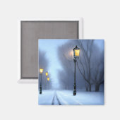 Straatgloeilampen in Winter Wonderland Magneet (Voorkant / Achterkant)