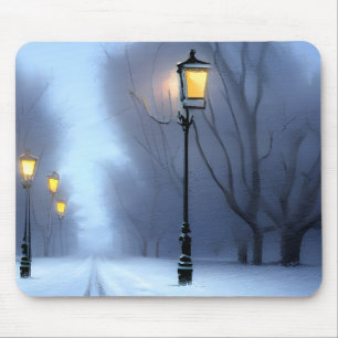 Straatgloeilampen in Winter Wonderland Muismat