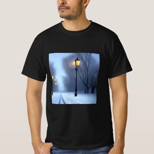 Straatgloeilampen in Winter Wonderland T-shirt (Voorkant)