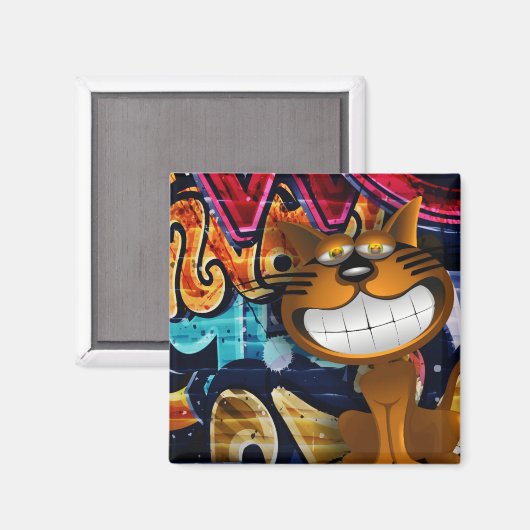 Straatgraffiti kat magneet (Voorkant / Achterkant)