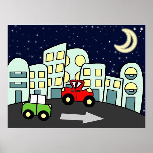 Straatillustratie Poster (Voorkant)