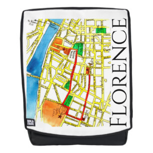 Straatkaart Florence Italië, kleurrijk en met de h Rugtassen