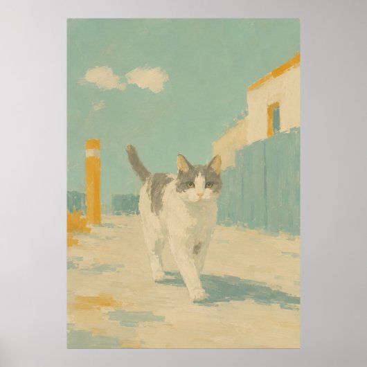 Straatkat Impressionistische Olie Schildering Zono Poster (Voorkant)