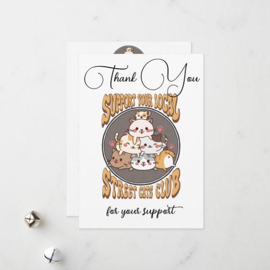 Straatkattenclub aangepast Dank je wel Feestdagenkaart (Voorkant / Achterkant in situ)