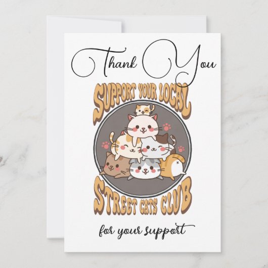 Straatkattenclub aangepast Dank je wel Feestdagenkaart (Voorkant)