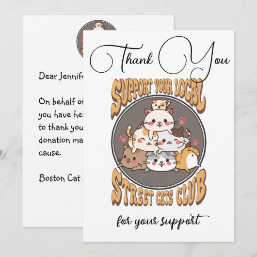 Straatkattenclub aangepast Dank je wel Feestdagenkaart (Voorkant / Achterkant)