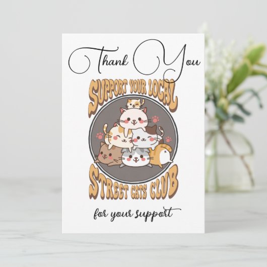 Straatkattenclub aangepast Dank je wel Feestdagenkaart (Staand voorkant)