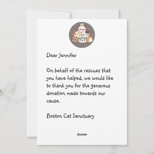 Straatkattenclub aangepast Dank je wel Feestdagenkaart (Achterkant)